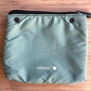 Caraa Zip Pouch Organizer Insert Sage Green Black Mesh Snap Travel Bag